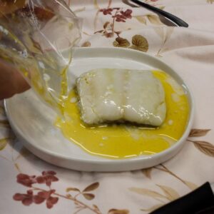 Bacalao confitado a baja temperatura